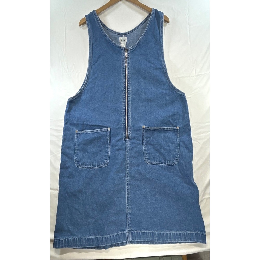 VTG JLNY 90s Butter Mom Denim Jumper Dress 18 Plus Cotton Pinafore Cottagecore